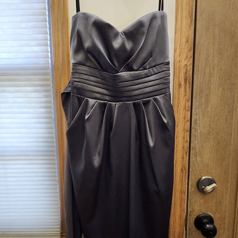 As U Wish Gray Strapless Cocktail Dress With Tie Back